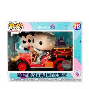 Disney Exclusive Mickey and Walt on Fire Engine Pop! Disneyland 70th Anniversary
